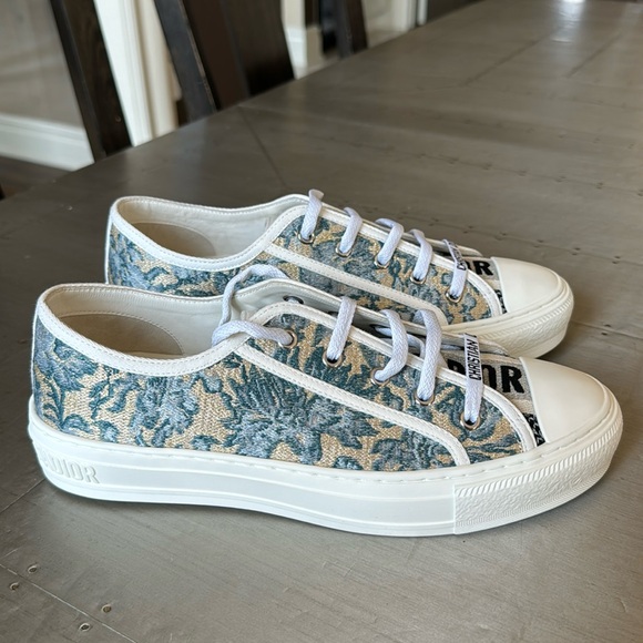 Christian Dior walk’n’Dior sneaker trainer flat blue canard gold metallic sz 39 - Picture 1 of 11